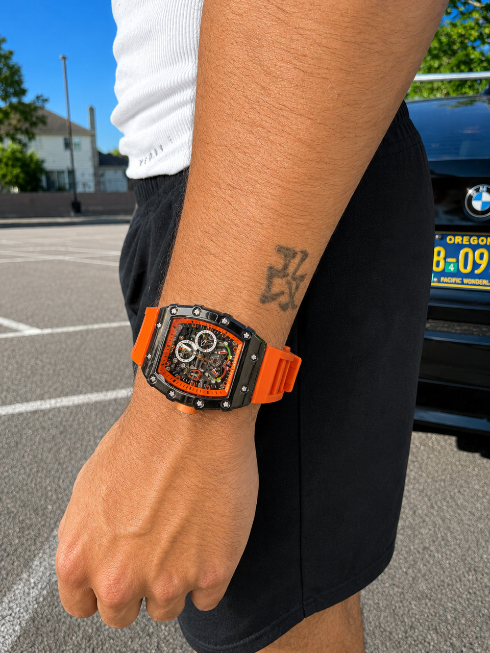 DUI Y2K Orange Skeleton Watch - Black/Orange
