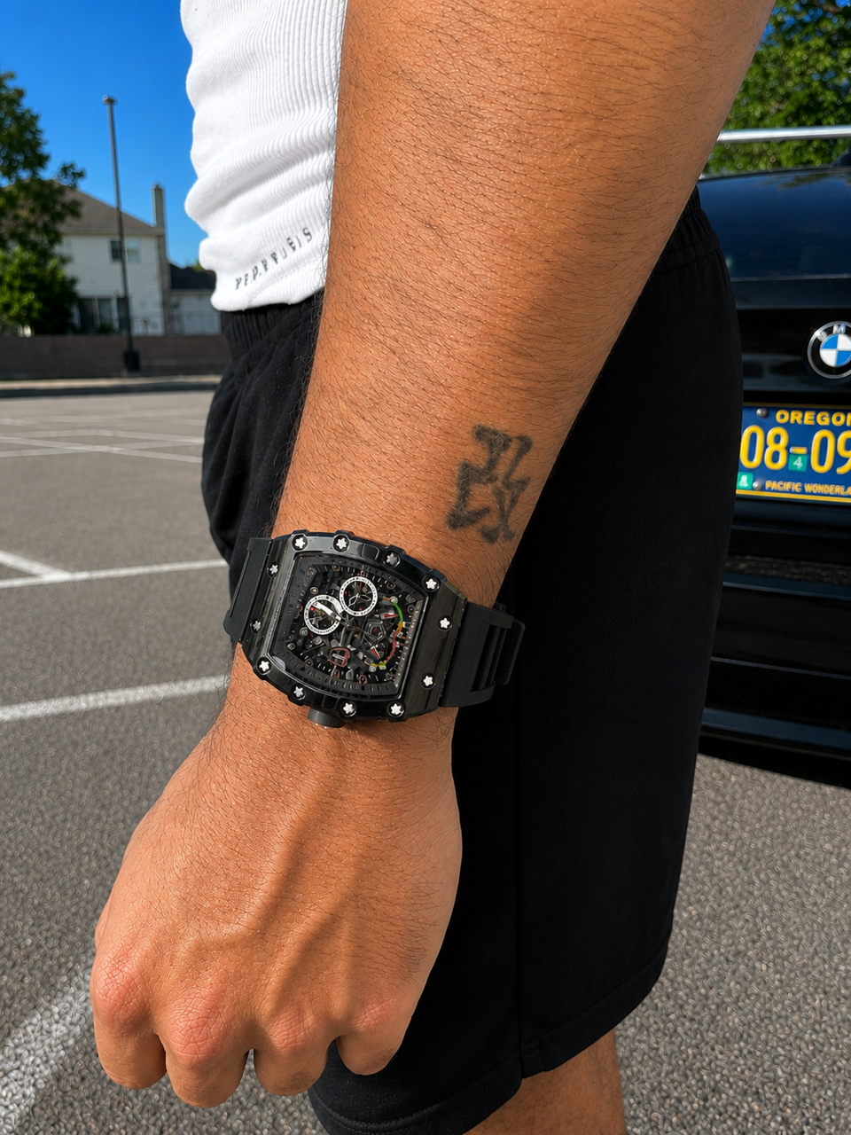 DUI Y2K Black Skeleton Watch - Black/Black