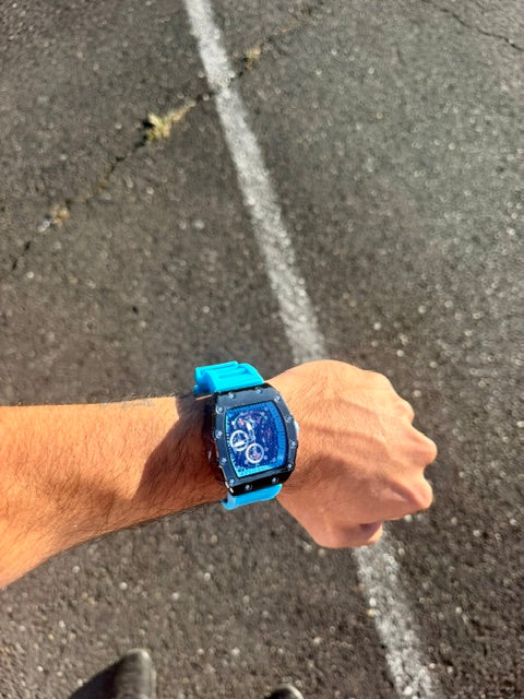 DUI Y2K Blue Skeleton Watch - Black/Blue
