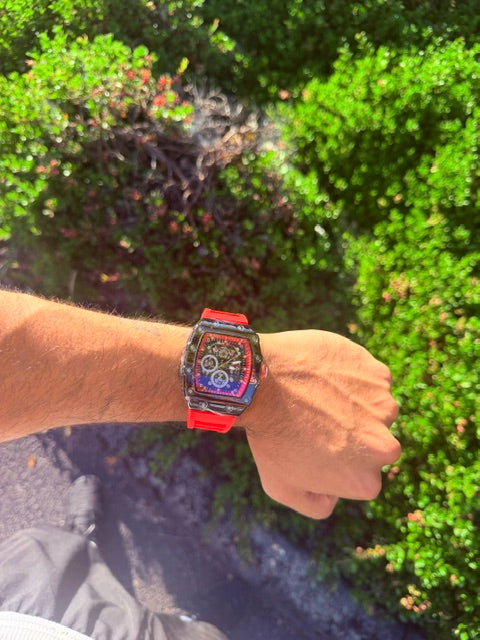 DUI Y2k Red Skeleton Watch - Red/Black