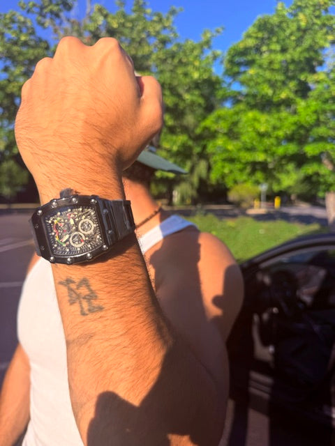 DUI Y2K Black Skeleton Watch - Black/Black